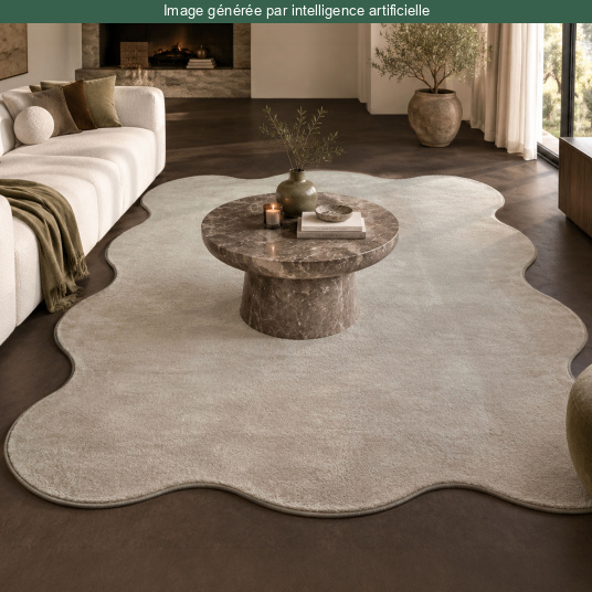 Tapis Pulse - Rectangulaire à bords ondulés argile beige