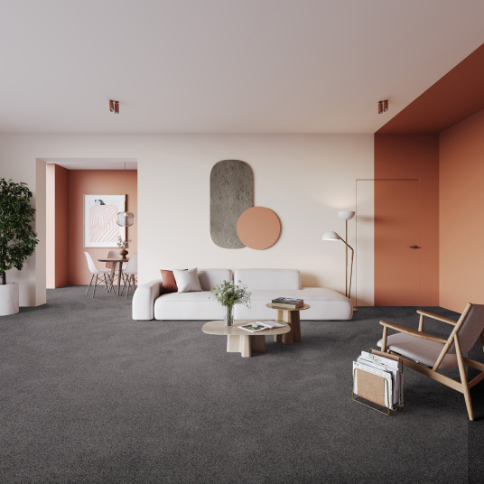 Tapis sur mesure en polyester recyclé gris, déco épurée et lumineuse
