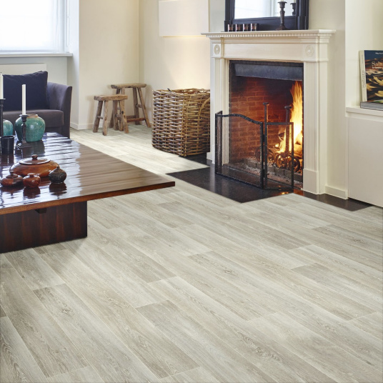 Sol Vinyle Interior - Imitation parquet chêne scandinave blanchi - salon