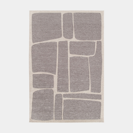 Tapis souple en tissu chenille recyclé Cubisme crème et grège