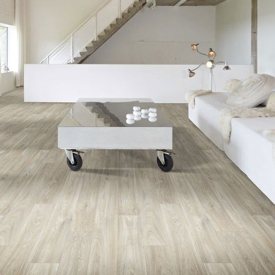 Sol Vinyle Grande largeur - Imitation parquet chêne cérusé - cuisine