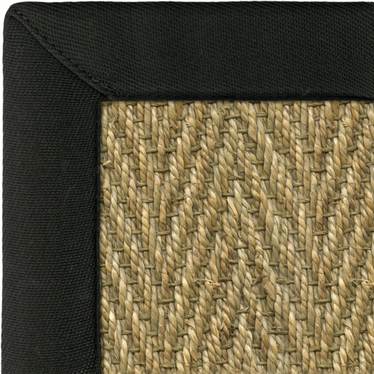 Tapis Jonc de mer - Bihar fin chevron - Ganse noire