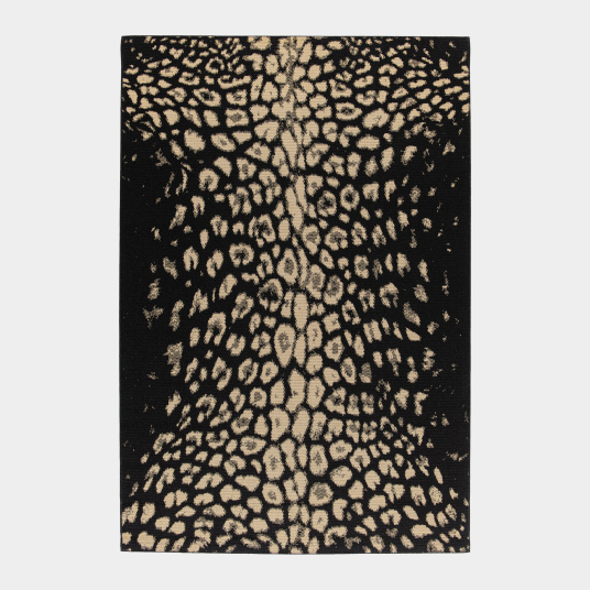 Tapis léopard noir et doré ultra chic – motif animalier tendance pour salon ou chambre