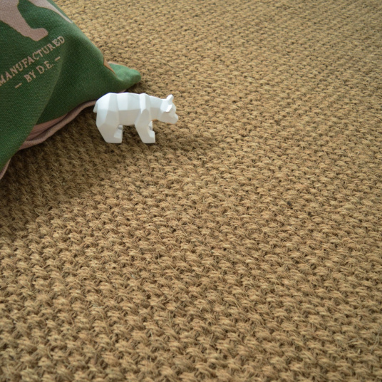 Tapis Coco Delhi panama ganse coton marron - Vue de près