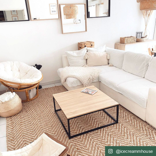 Tapis Chevrons en Jute - Ambiance salon