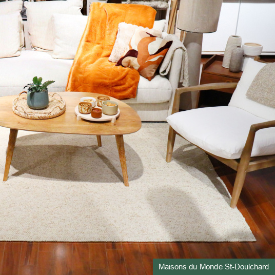 Tapis de salon ou chambre Bouclette crème fouettée - salon