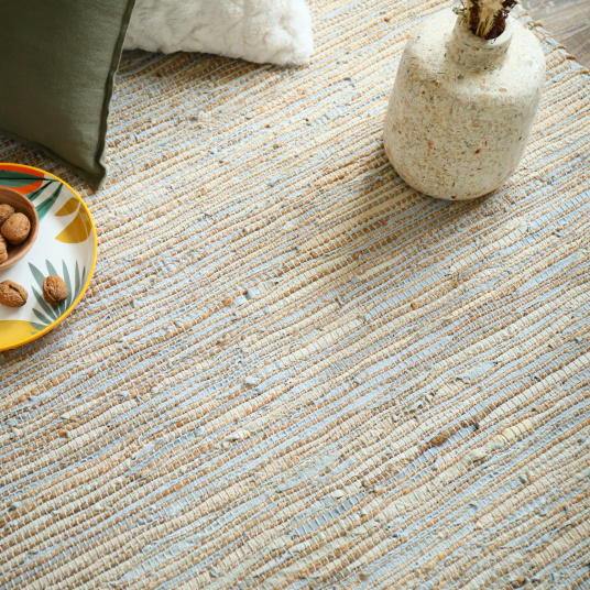 Tapis en matière recyclée - Japandi - Couleurs nudes - Vue de loin