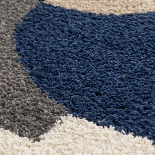 Tapis style berbère - Terre ancestrale - Bleu touareg, gris - vue de près