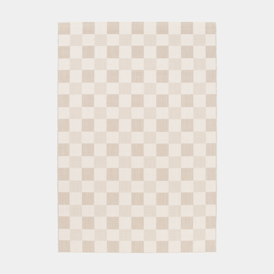 Tapis motif damier en matière recyclée - Andy - Beige