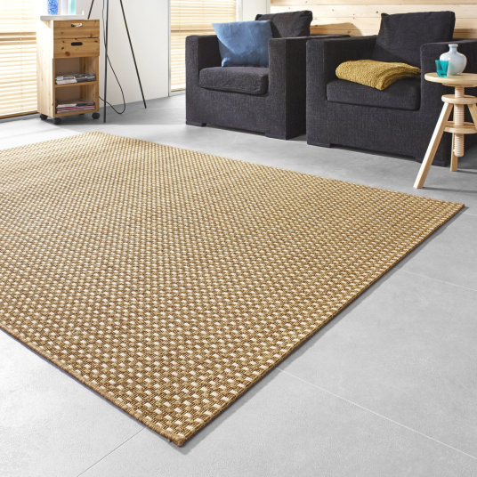 Tapis d'intérieur ou d'extérieur aspect sisal - Tijuana - Camel - salon