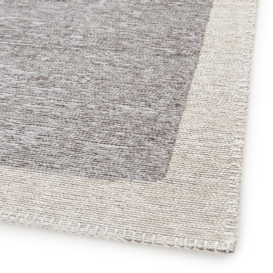 Tapis souple en tissu chenille recyclé Cubisme crème et grège - coin