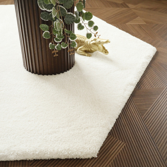 Tapis de salon design hexagonal Touch - Blanc crème - salon