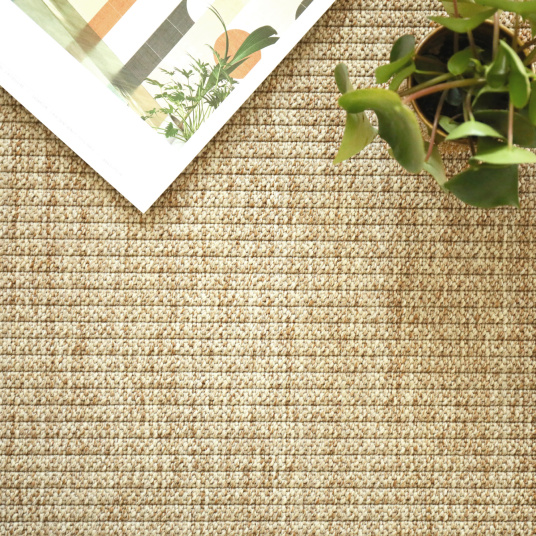 Tapis sur mesure Pilates beige naturel pour intérieur ou extérieur avec tissage plat élégant