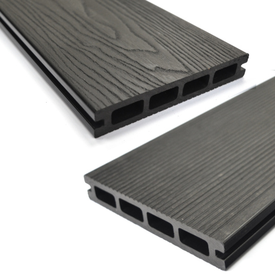 Lame terrasse en bois composite 2 côtés - Brun - vue de près