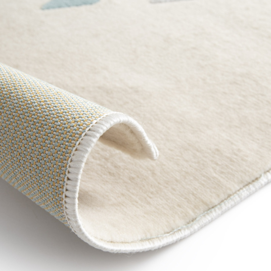 Tapis chambre d'enfant - Petits Cœurs - Beige et motifs colorés - envers