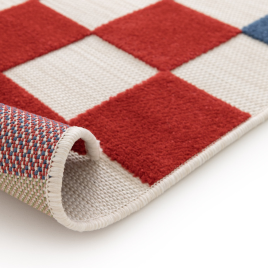 Tapis extérieur et intérieur motif damier - Petit Marius - Multicolore - envers