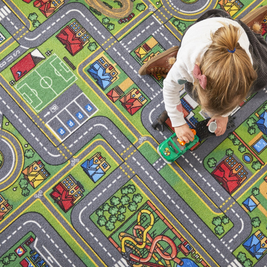 Moquette de jeu enfant circuit de voiture ville - chambre enfant
