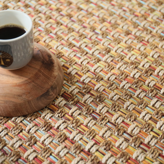 Tissé plat Népal natté multicolor rouge - zoom