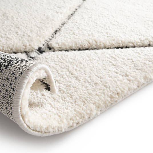 Tapis de salon graphique en relief - Louisa - Crème et noir - envers