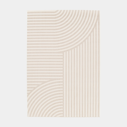 Tapis motif géométrique en matière recyclée - Graphic Line - Beige