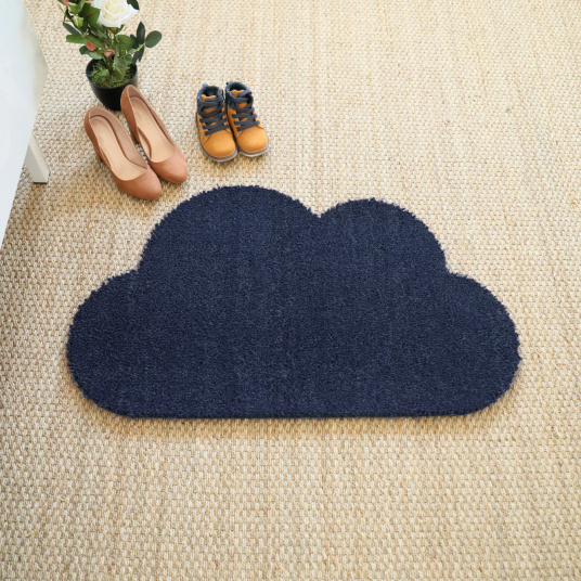 Paillasson Coco – Nuage – Bleu, paillasson en fibres naturelles de coco teintées, épaisseur 17 mm, usage intérieur et extérieur sous abri