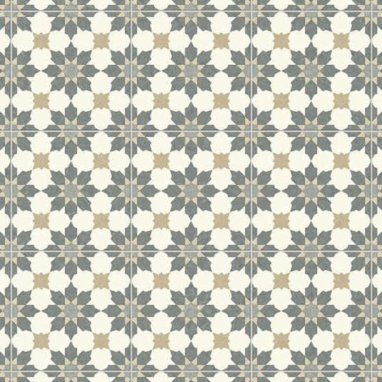 Sol Vinyle Link Plus - Carreaux de ciment motif beige - Surface brillante