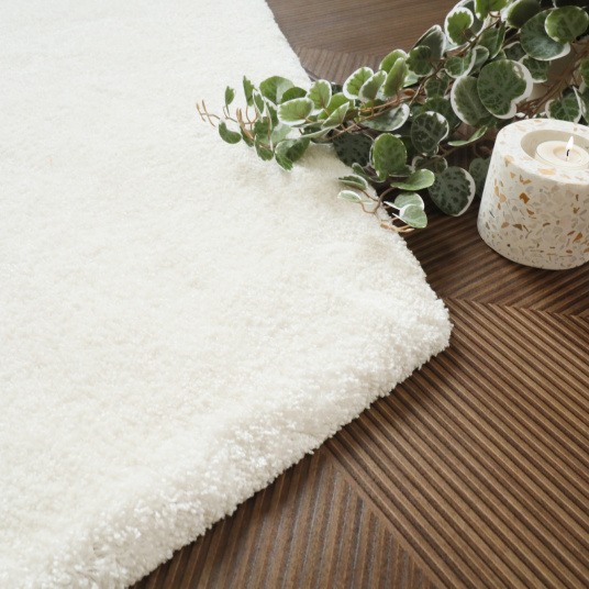 Tapis de salon design hexagonal Touch - Blanc crème - gros plan