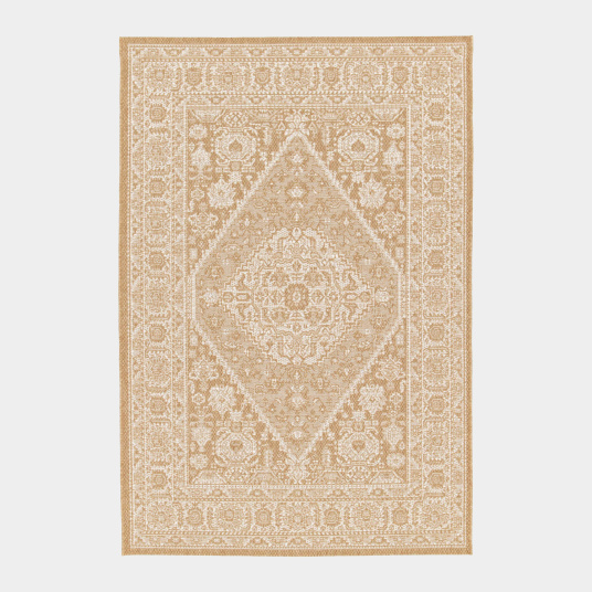 Design oriental revisité pour le tapis Naya en coloris naturel et blanc