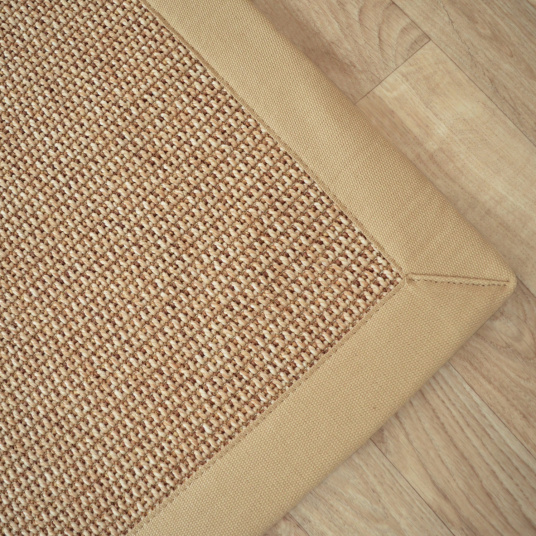 Tapis tissé plat Lombok naturel ganse coton beige - coin