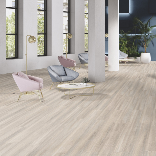 Lame vinyle Gerflor - Creation 40 rigid acoustic à clipser - Bostonian oak Beige - open space