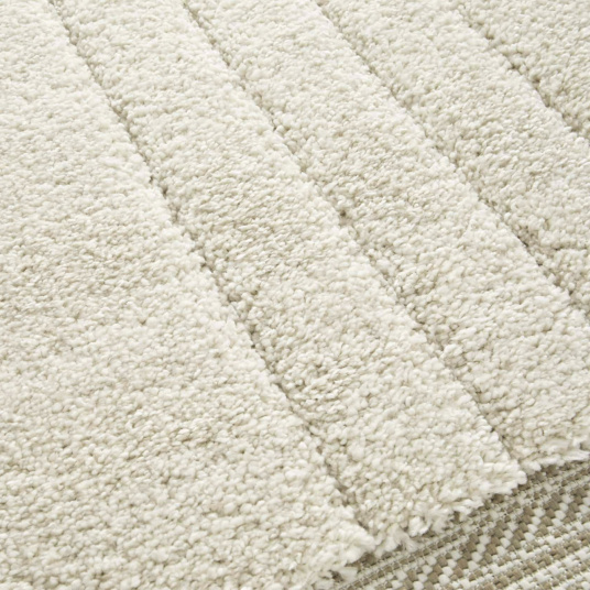 Tapis en relief géométrique - Andréa - Écru et beige naturel - lignes