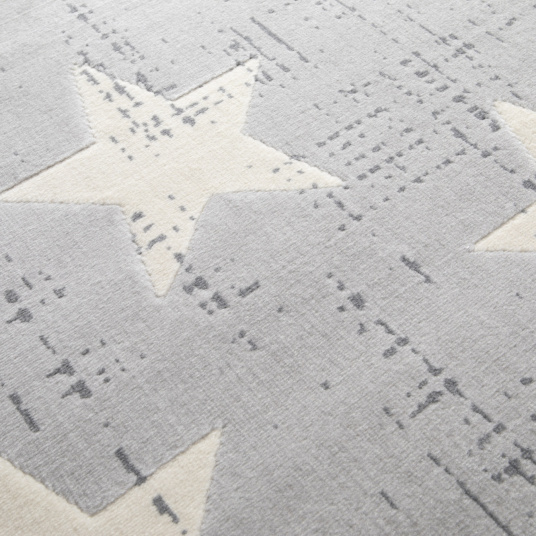 Tapis chambre d'enfant - Star Vintage - Gris clair - gros plan