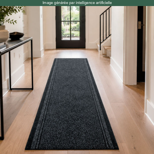 Tapis de couloir et d'entrée noir - Antidérapant au mètre protégeant efficacement les zones de passage
