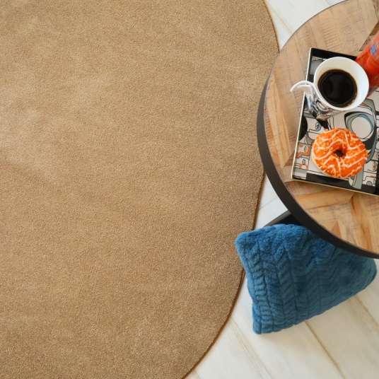 Tapis ovale en matière recyclée Re-cycle camel - vue du dessus