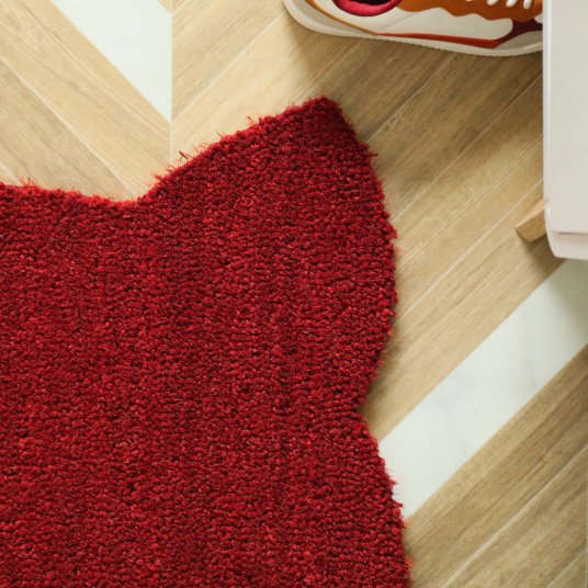 Paillasson Coco - Chat Miaou - Rouge - vue de près