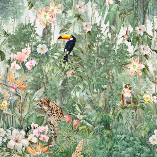 Papier peint panoramique - Format L - Animaux de la jungle