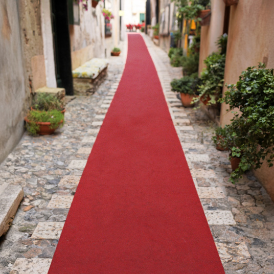 Moquette Stand Expo filmé - Rouge chiné - extérieur