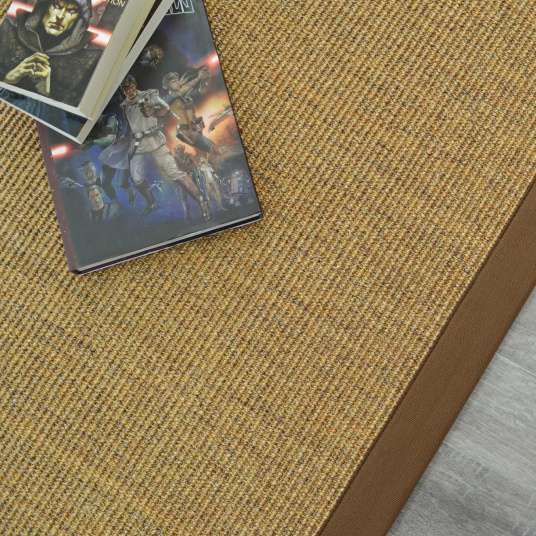 Tapis sisal Yucatan chaume ganse brune - Tranche