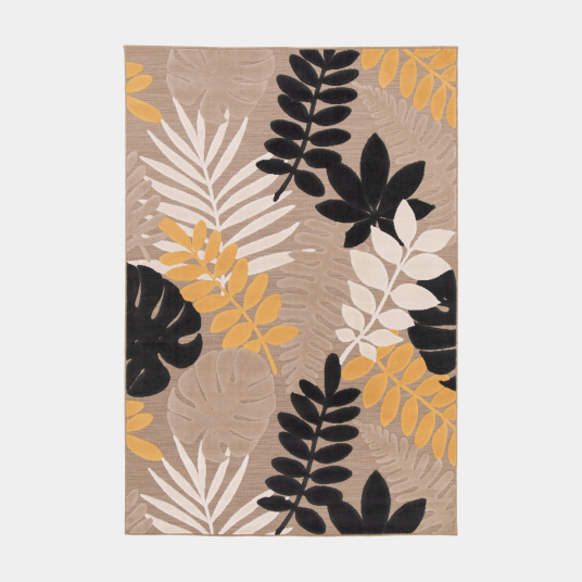 Tapis intérieur et extérieur en relief - Palmera - Beige et noir