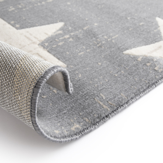 Revers du tapis enfant Star Vintage gris foncé, finition et tissage visible