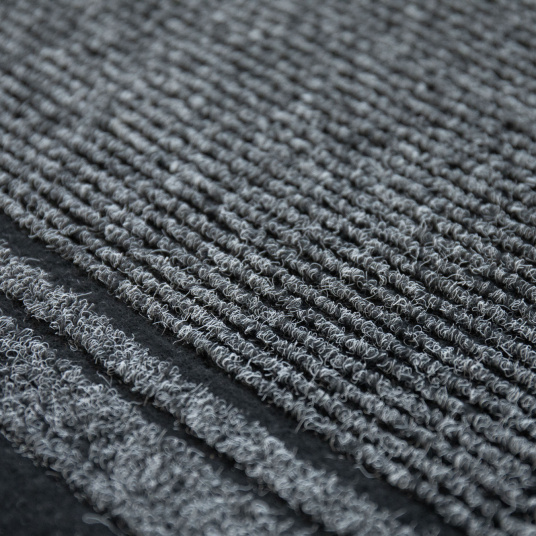Tapis de couloir et d'entrée anthracite - Antidérapant au mètre avec doubles bandes en relief et finition soignée