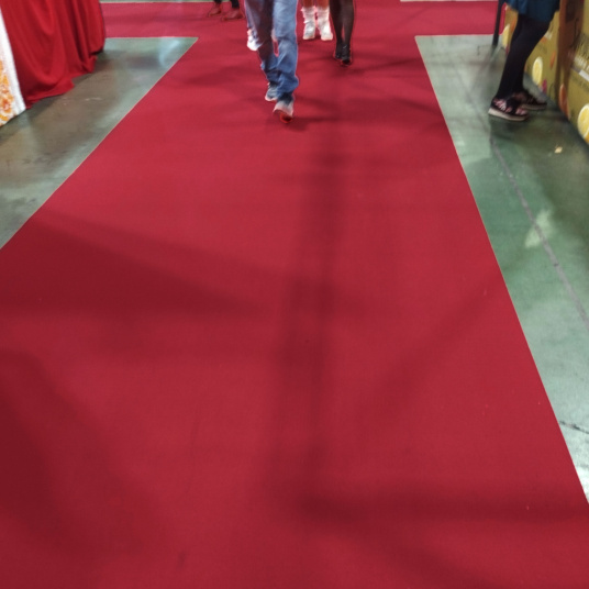 Moquette Stand Expo filmé rouge chiné, sol de stand chic pour une mise en scène réussie