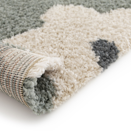 Tapis motif floral maximaliste - Apolline - Gris bleuté - envers