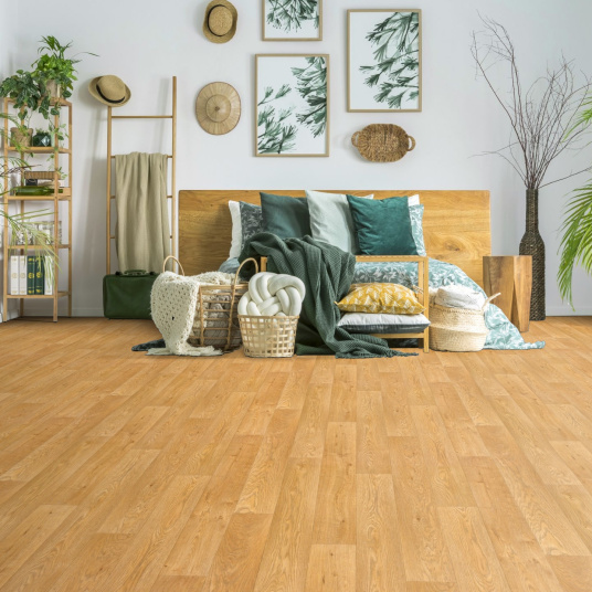 Sol Vinyle First - Effet parquet chêne traditionnel - Ambiance chambre