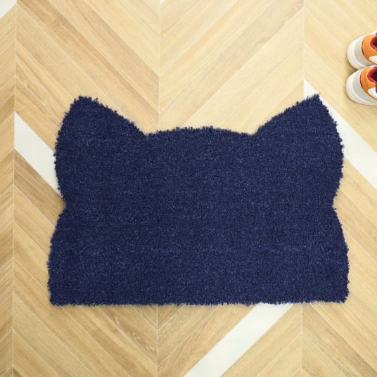 Paillasson Coco Chat Miaou bleu - vue du dessus