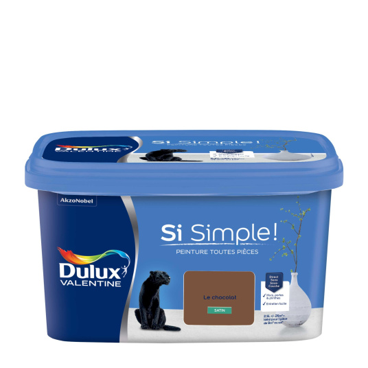 Dulux Valentine Si Simple! - Peinture toutes pièces - Satin Le Chocolat - étiquette
