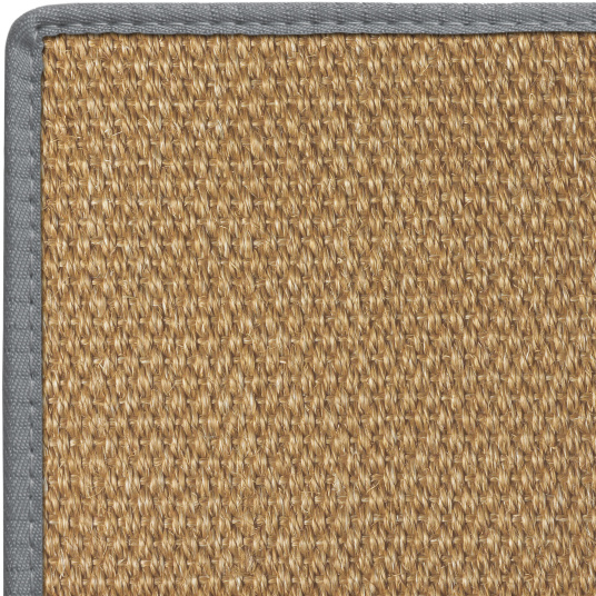 Tapis Sisal Tulum havane - Galon polypropylène ardoise confectionné en France