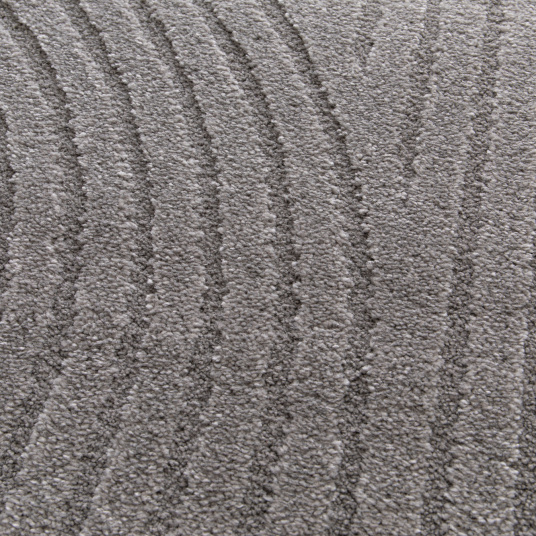 Détail des motifs en relief du tapis de salon Circle - Courbe gris chaud
