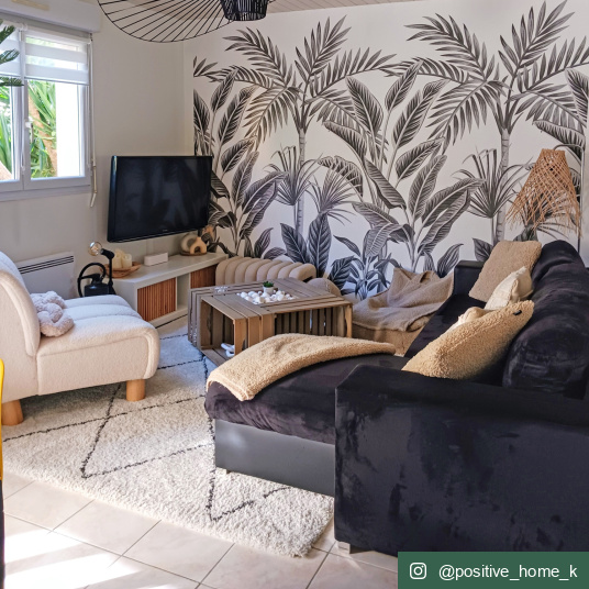 Tapis motif berbère - Rituel - Noir et écru - salon