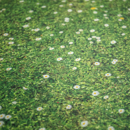 Moquette Stand imprimée Prairie avec effet herbe et fleurs pour intérieur ou extérieur